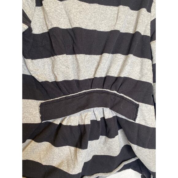 Allen B. Allen Schwartz Ponte Knit Stripe Zip Ruffle Cardigan EUC Sz Lg Cotton - Picture 6 of 13